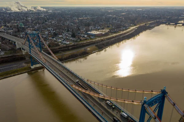 Építkezés Anthony Wayne Híd 2020 Légi Ellenőrzés Fotó Toledo Usa — Stock Fotó