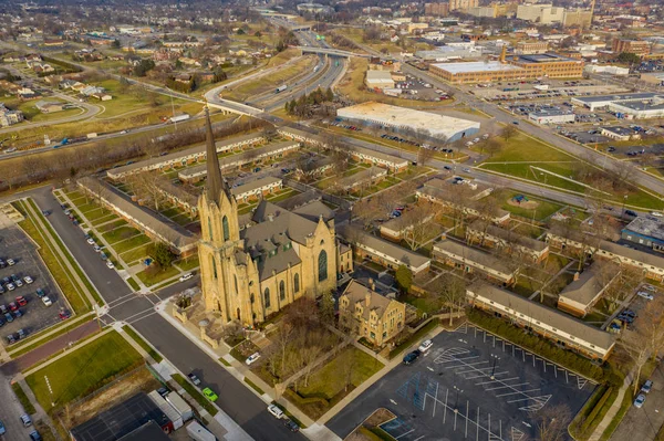 Фотографии Воздуха Историческая Церковь Святого Патрика Толедо Огайо — стоковое фото
