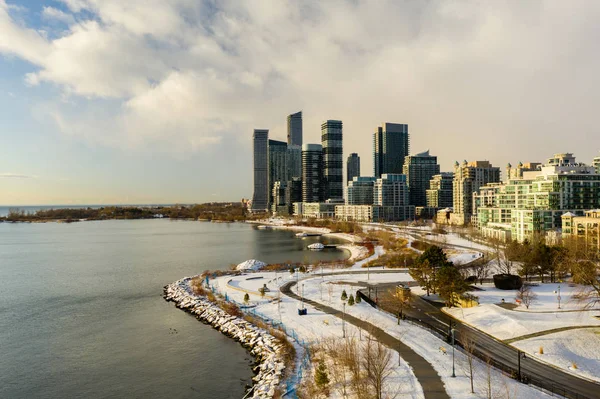 Εναέρια χειμώνα φωτογραφία στο Humber Bay Shores Park Τορόντο Στον Καναδά — Φωτογραφία Αρχείου