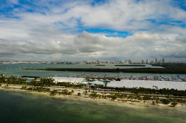 Letecký záběr 2020 Miami International Boat Show — Stock fotografie