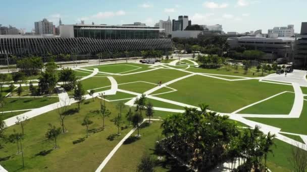 Aerial Video New Convention Center Park Miami Beach 2020 — Stock Video