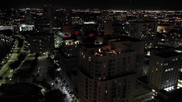 Modern Condominiums West Palm Beach Night Aerial — Stock Video