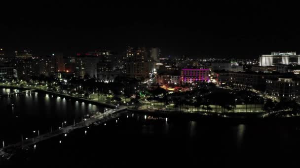 Noite Filmagens Aéreas Flagler Park West Palm Beach — Vídeo de Stock