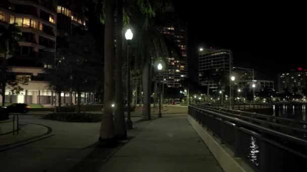 Filmagem Noturna Flagler Drive West Palm Beach Florida Calçada — Vídeo de Stock