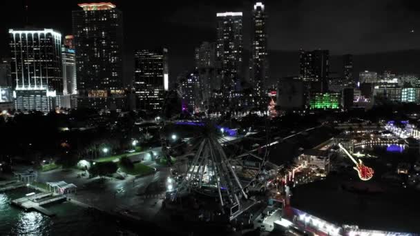 Центр Майами Притягивает Колесо Обозрения Skyviews — стоковое видео