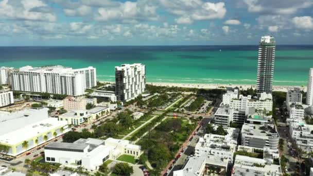 Vackra Collins Park Miami Beach Antenn Video — Stockvideo