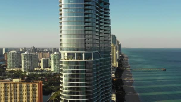 Aerial Video Buildings Beach Sunny Isles Amerikai Egyesült Államok — Stock videók