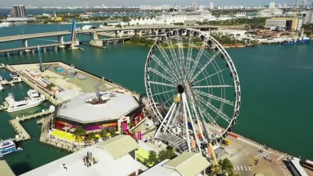 Orbiting Aerial Video Sky Views Wheel Miami — Stock Video