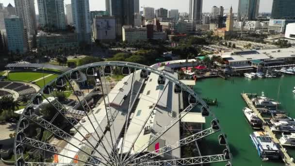 Cielo Aéreo Drónico Vistas Miami Rueda — Vídeos de Stock