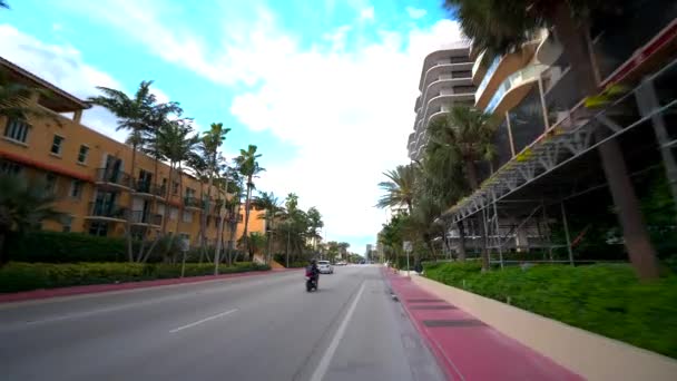 Collins Ave Miami Beach Targhe Guida Grandangolare — Video Stock