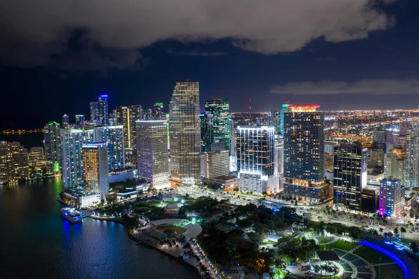 Photo Drone Aérienne Downtown Miami City Lights — Photo