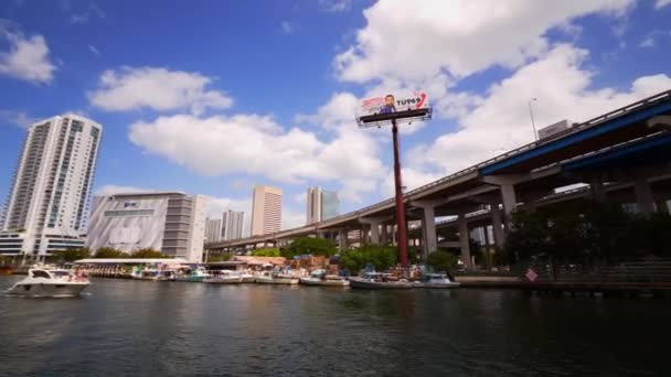 Panning Disparó Contra Miami River — Vídeos de Stock