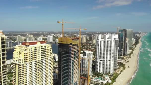 Estates Acqualina Construction Site Beach — Stock Video