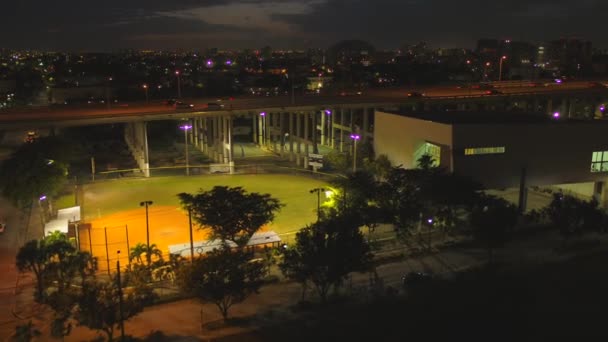 Noční Letecké Video Jose Marti Gym Miami — Stock video