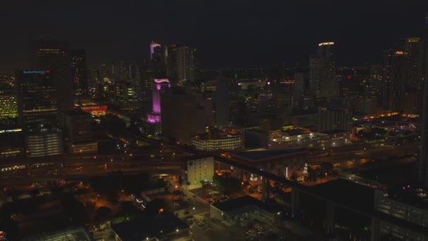 Noite Tiros Downtown Miami — Vídeo de Stock