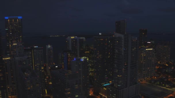 Brickell Miami Florida Night Aerial Video — Stock Video