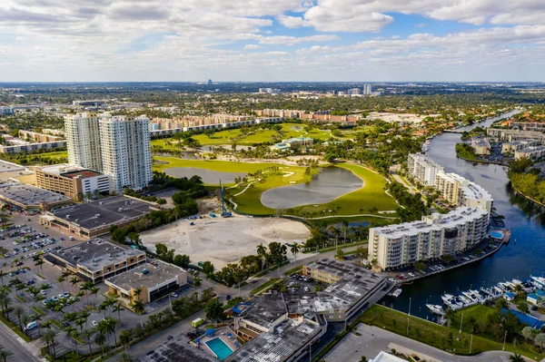 Drone Aerial Photo Sls Resort Residence Marina Hallandale Beach — Stock Photo, Image