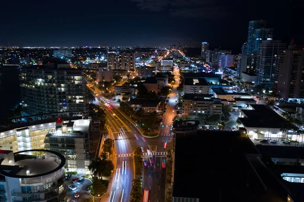 Noite Miami Beach Cena Indian Creek Drive — Fotografia de Stock