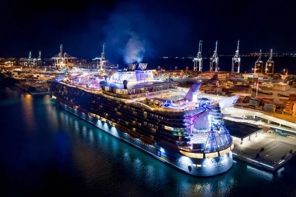 Aerial Night Photo Symphony Seas Port Miami Usa — Stock Photo, Image