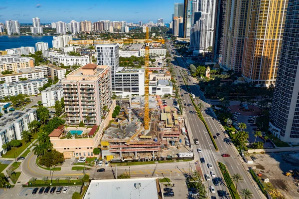 Luchtfoto Urora Bouwplaats Sunny Isles Beach — Stockfoto