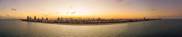 Vackert Flygfoto Miami Beach Solnedgång Panorama — Stockfoto