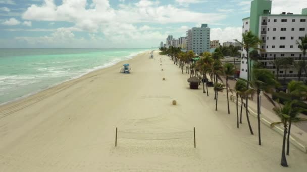 Пустой Чистый Пляж Людей Голливуд Коронавирус Закрыт — стоковое видео