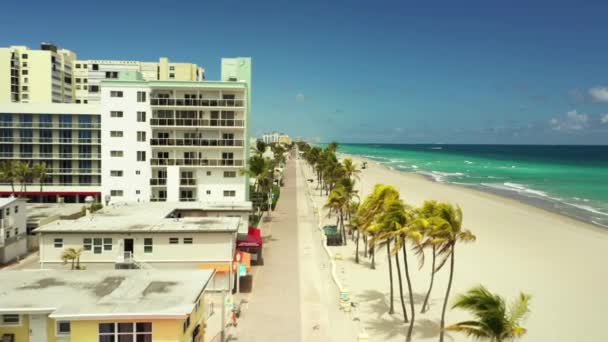 Fullständig Avstängning Hollywood Beach Coronavirus Covid Pandemi — Stockvideo