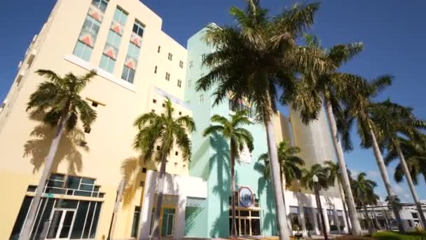 Ikoniska Byggnader Miami Beach — Stockvideo