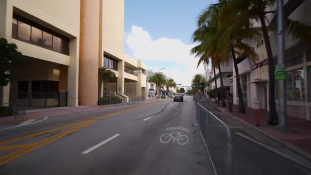 Lege Straten Miami Beach Bedrijf Stilgelegd Coronavirus Covid Motion Video — Stockvideo