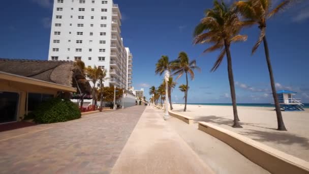 Hollywood Beach Usa Closed Due Coronavirus Covid Shut — Stock Video