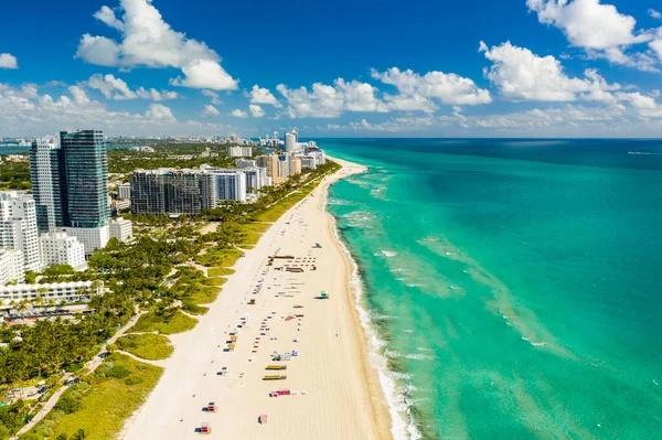 Luchtfoto Miami Beach Gesloten Als Gevolg Van Coronavirus Uitgeschakeld — Stockfoto