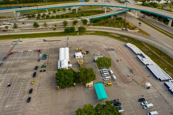 Aerial Photo Coronavirus Covid Testing Site Miami Hard Rock Stadium — Stock Photo, Image