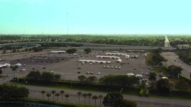 Vídeo Aéreo Coronavirus Covid Site Testes Miami Hard Rock — Vídeo de Stock