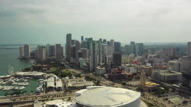 Luchtfoto Stad Panorama Downtown Miami Dade — Stockvideo