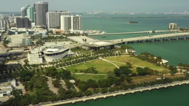 Luchtfoto Miami Maurice Ferre Park — Stockvideo