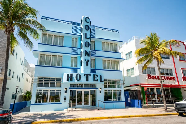 Colony Hotel Miami Plajı Coronavirus Covid Yavaş Yayılması Nedeniyle Kapatıldı — Stok fotoğraf