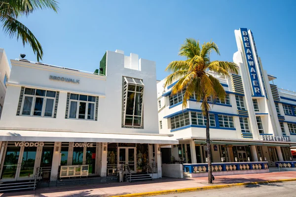 Hotel Miami Beach Ocean Drive Chiuso Social Distanziamento Rallentare Diffusione — Foto Stock