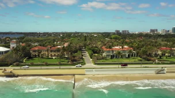 空中视频豪华豪宅西棕榈滩Fl海浪冲撞 — 图库视频影像