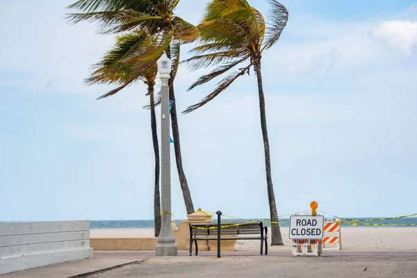 Hollywood Beach Gesloten Vanwege Coronavirus Covid — Stockfoto