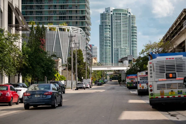 Nessun Traffico Brickell Miami Durante Ora Punta Causa Coronavirus Covid — Foto Stock