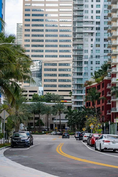 Brickell Bay Drive Miami Během Coronavirus Covid Vypnuto — Stock fotografie