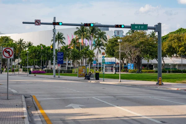 Centrum Miami Zamknęło Kwarantannę Powodu Pandemii Coronavirus Covid — Zdjęcie stockowe