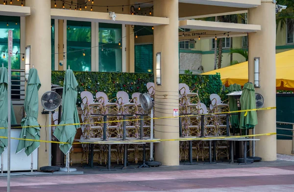 Miami Beach Hotels Und Restaurants Wegen Coronavirus Geschlossen Covid Schließt — Stockfoto