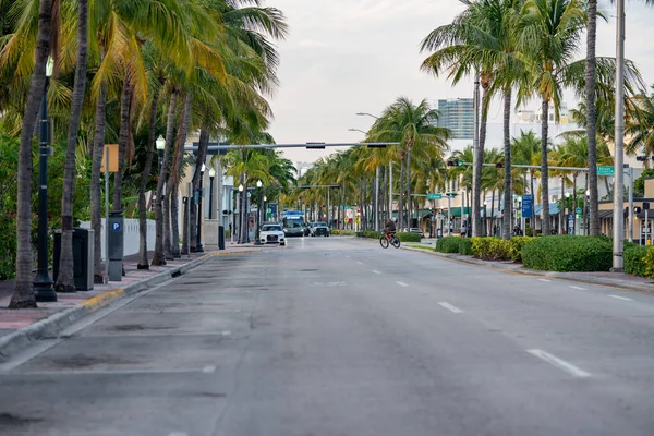 Ulice Miami Beach Opustoszałe Powodu Kwarantanny Coronavirus Covid — Zdjęcie stockowe