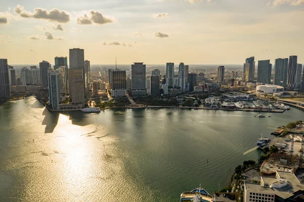 Sunset Downtown Miami Aerial Photo — Stock Photo, Image