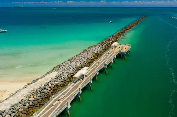 Luchtfoto Miami Beach Pier Zonder Mensen — Stockfoto