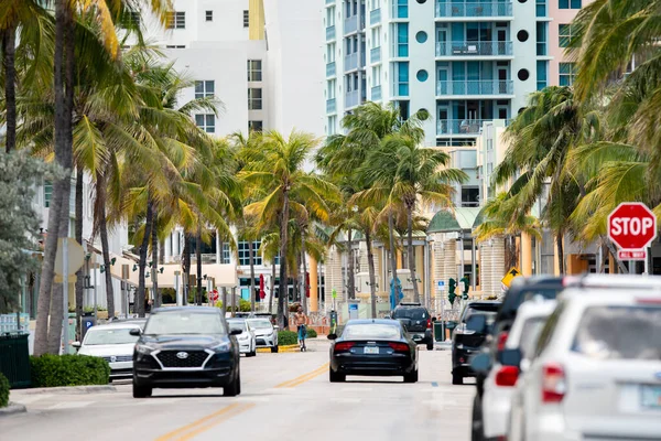 Scena Lenta Miami Beach Ocean Drive Durante Quarantena Coronavirus Covid — Foto Stock