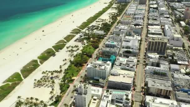 Zdjęcia Lotnicze Opuszczone Miami Beach Zamknięte Powodu Coronavirus Covid — Wideo stockowe