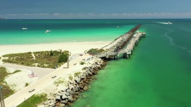 Aerial Drone Video Miami Beach Muelle Embarcadero — Vídeo de stock