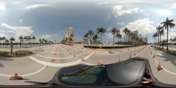 Miami Beach Collins Avenue Coronavirus Covid Testcenter Aufnahme Mit 360 — Stockvideo